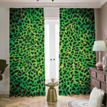 Green And Black Cheetah Print Blackout Pencil Pleat Curtains