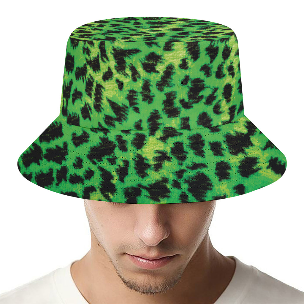 Green And Black Cheetah Print Bucket Hat