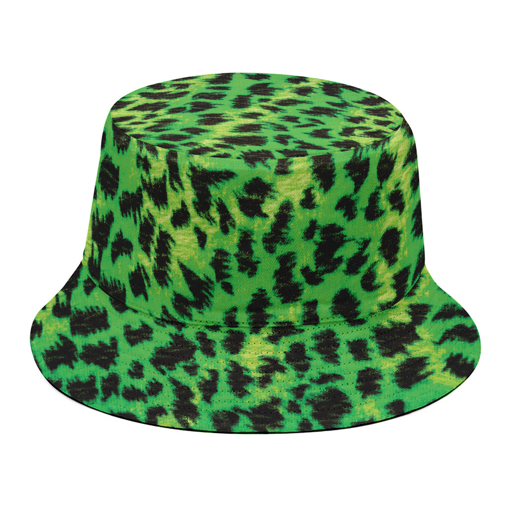 Green And Black Cheetah Print Bucket Hat