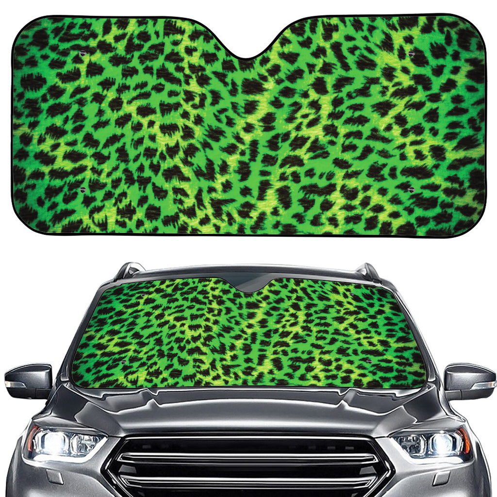 Green And Black Cheetah Print Car Windshield Sun Shade