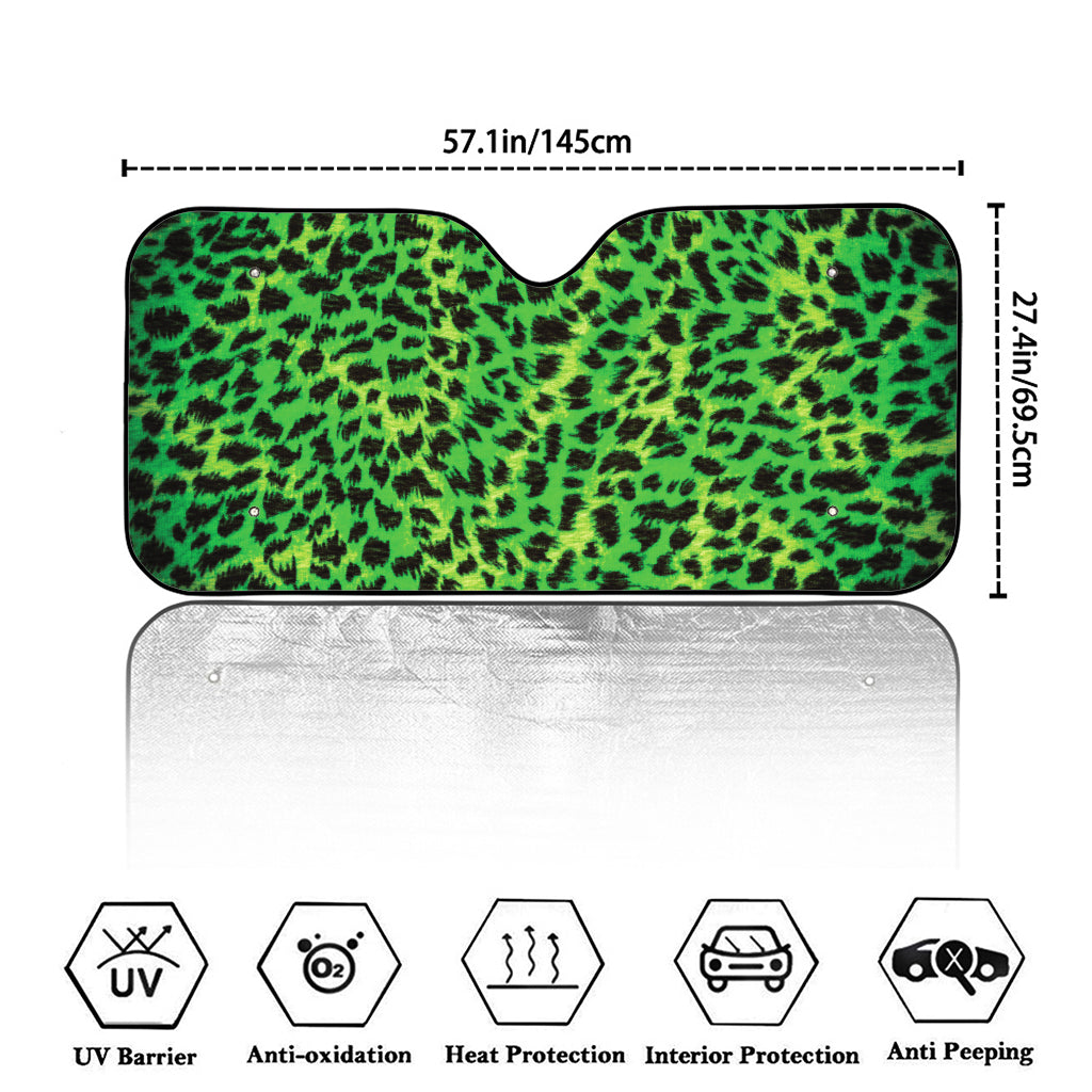 Green And Black Cheetah Print Car Windshield Sun Shade