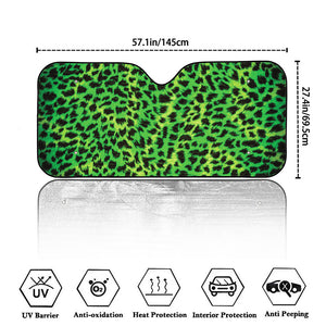 Green And Black Cheetah Print Car Windshield Sun Shade