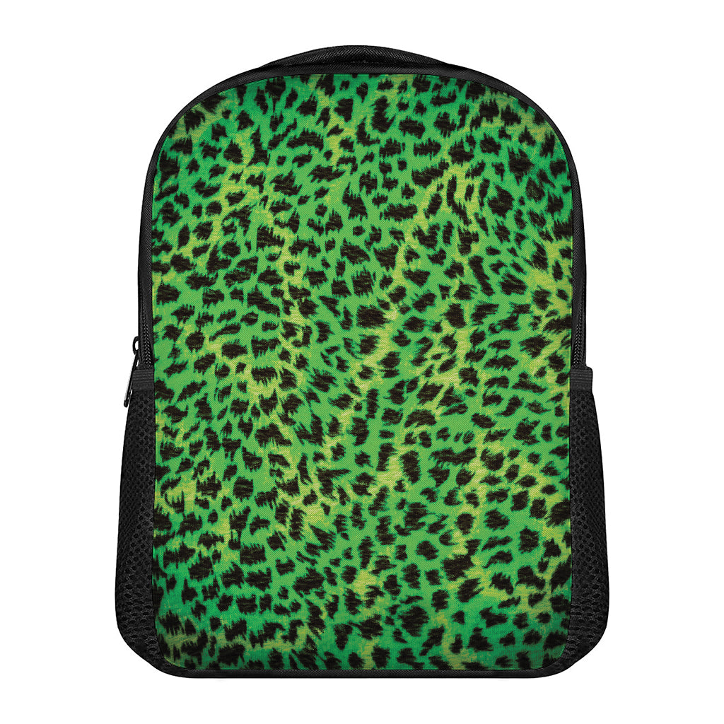 Green And Black Cheetah Print Casual Backpack