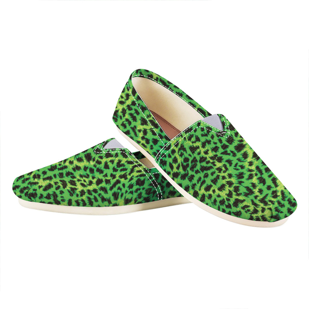 Green And Black Cheetah Print Casual Shoes