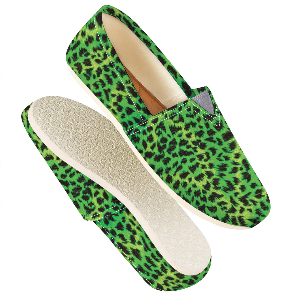 Green And Black Cheetah Print Casual Shoes