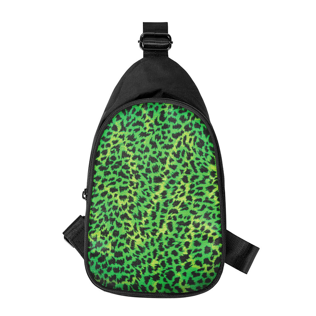 Green And Black Cheetah Print Chest Bag