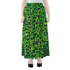 Green And Black Cheetah Print Chiffon Maxi Skirt