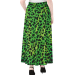 Green And Black Cheetah Print Chiffon Maxi Skirt