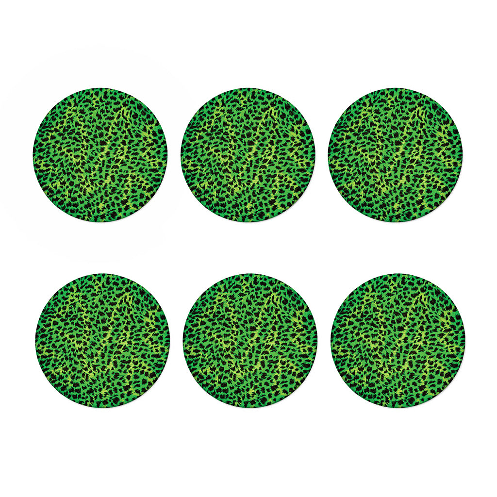 Green And Black Cheetah Print Coaster Set
