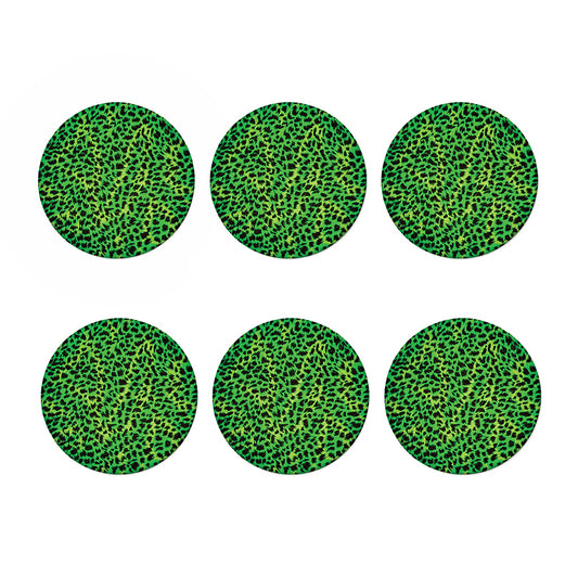 Green And Black Cheetah Print Coaster Set