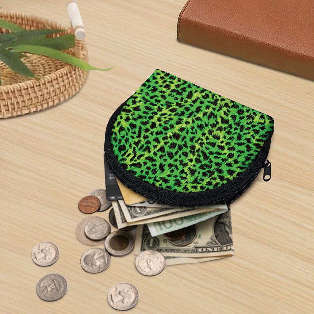 Green And Black Cheetah Print Coin Purse
