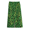 Green And Black Cheetah Print Cotton Front Slit Maxi Skirt