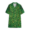 Green And Black Cheetah Print Cotton Hawaiian Shirt