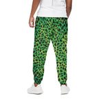 Green And Black Cheetah Print Cotton Pants