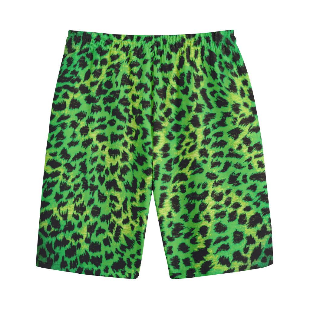 Green And Black Cheetah Print Cotton Shorts