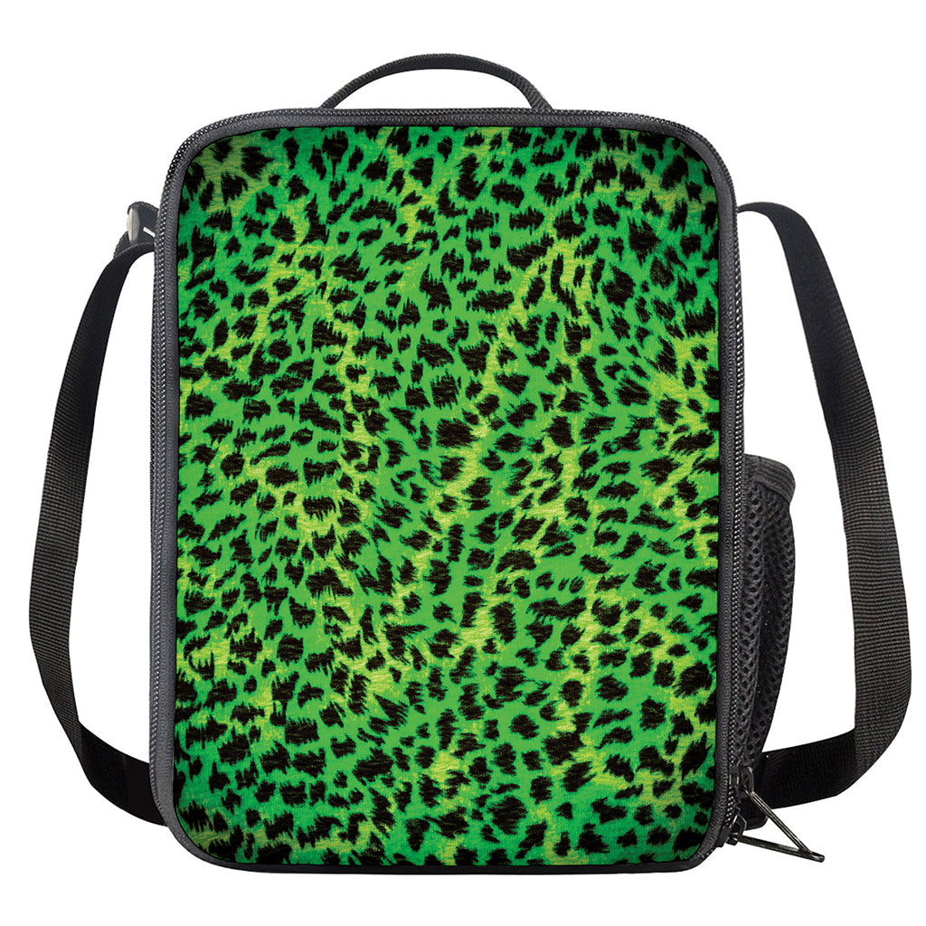 Green And Black Cheetah Print Crossbody Lunch Bag