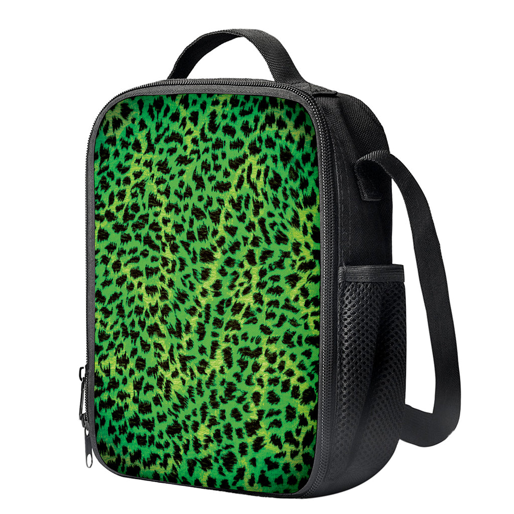 Green And Black Cheetah Print Crossbody Lunch Bag