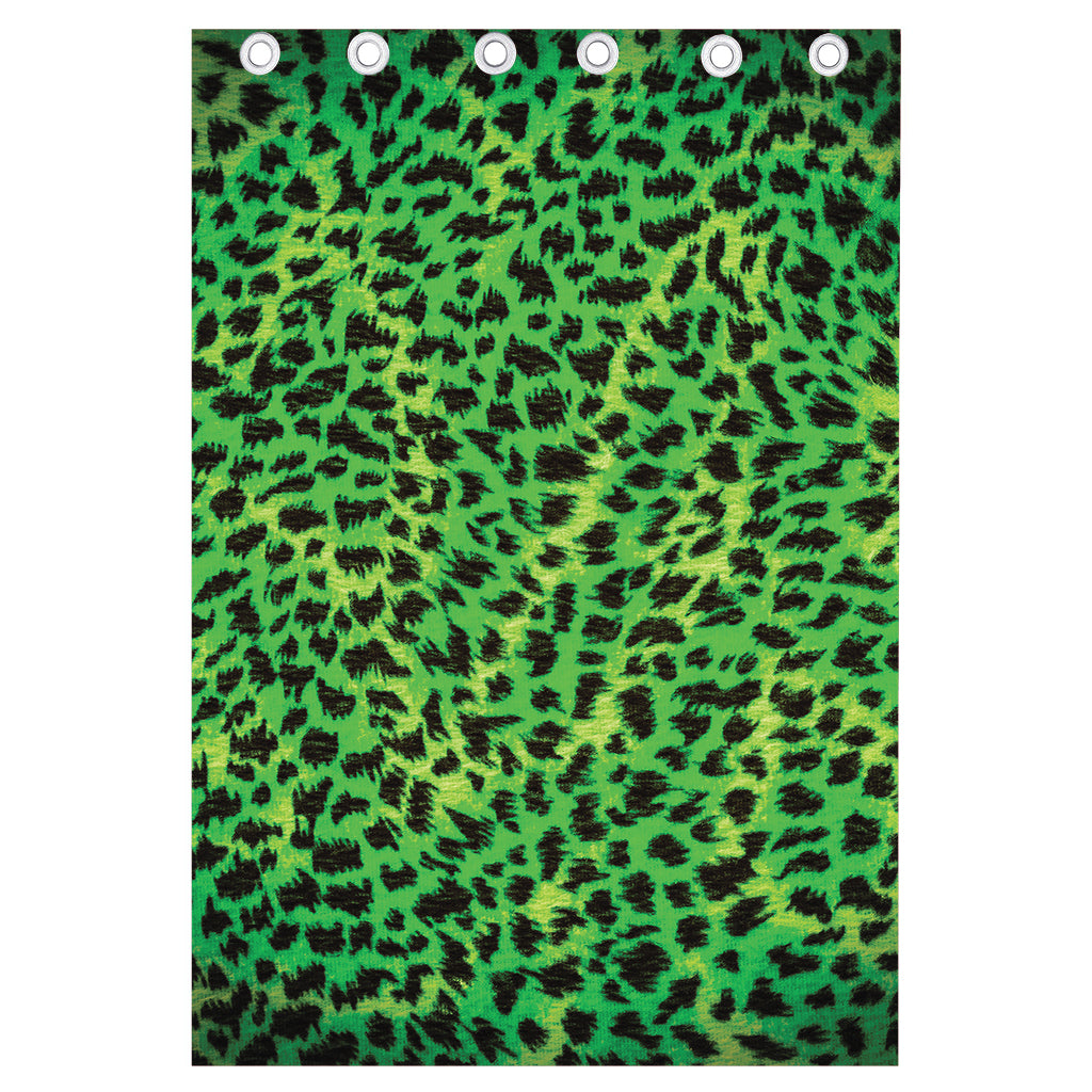 Green And Black Cheetah Print Curtain