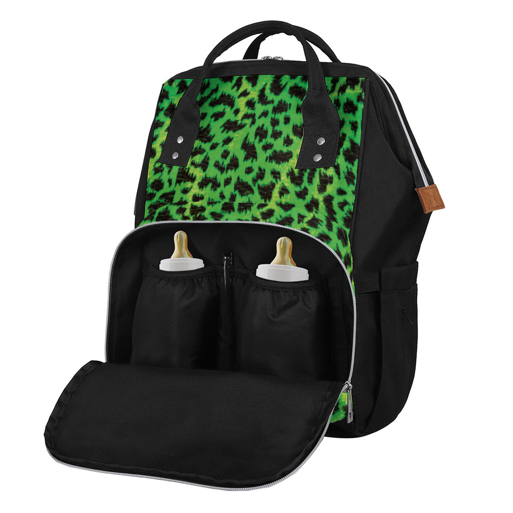 Green And Black Cheetah Print Diaper Bag