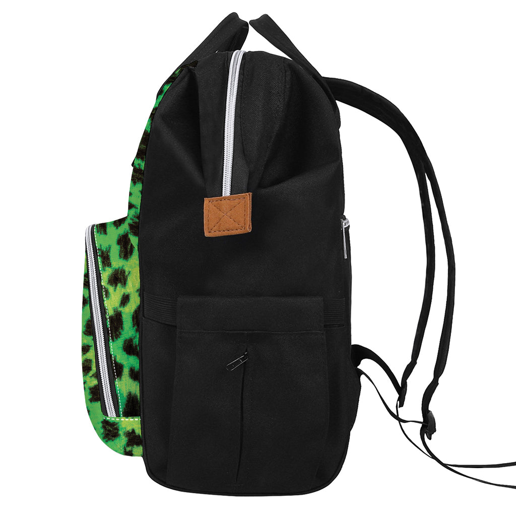 Green And Black Cheetah Print Diaper Bag