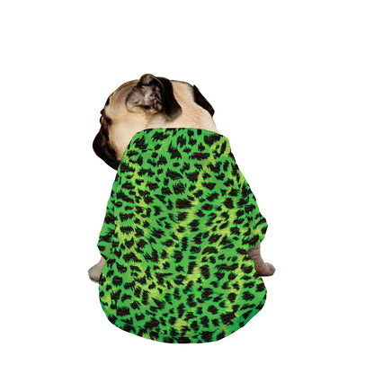 Green And Black Cheetah Print Dog Zip Up Jacket