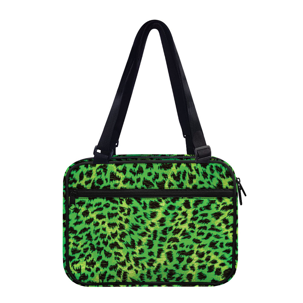 Green And Black Cheetah Print Double Strap Bible Bag