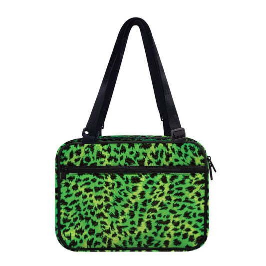 Green And Black Cheetah Print Double Strap Bible Bag