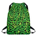 Green And Black Cheetah Print Drawstring Backpack