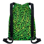 Green And Black Cheetah Print Drawstring Backpack