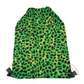 Green And Black Cheetah Print Drawstring Bag