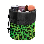 Green And Black Cheetah Print Drawstring Makeup Bag