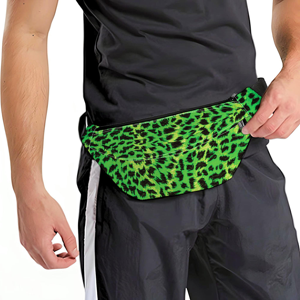 Green And Black Cheetah Print Fanny Pack