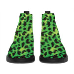 Green And Black Cheetah Print Flat Ankle Boots