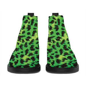 Green And Black Cheetah Print Flat Ankle Boots