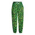 Green And Black Cheetah Print Fleece Lined Knit Pants
