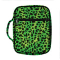 Green And Black Cheetah Print Front Pocket Bible Bag