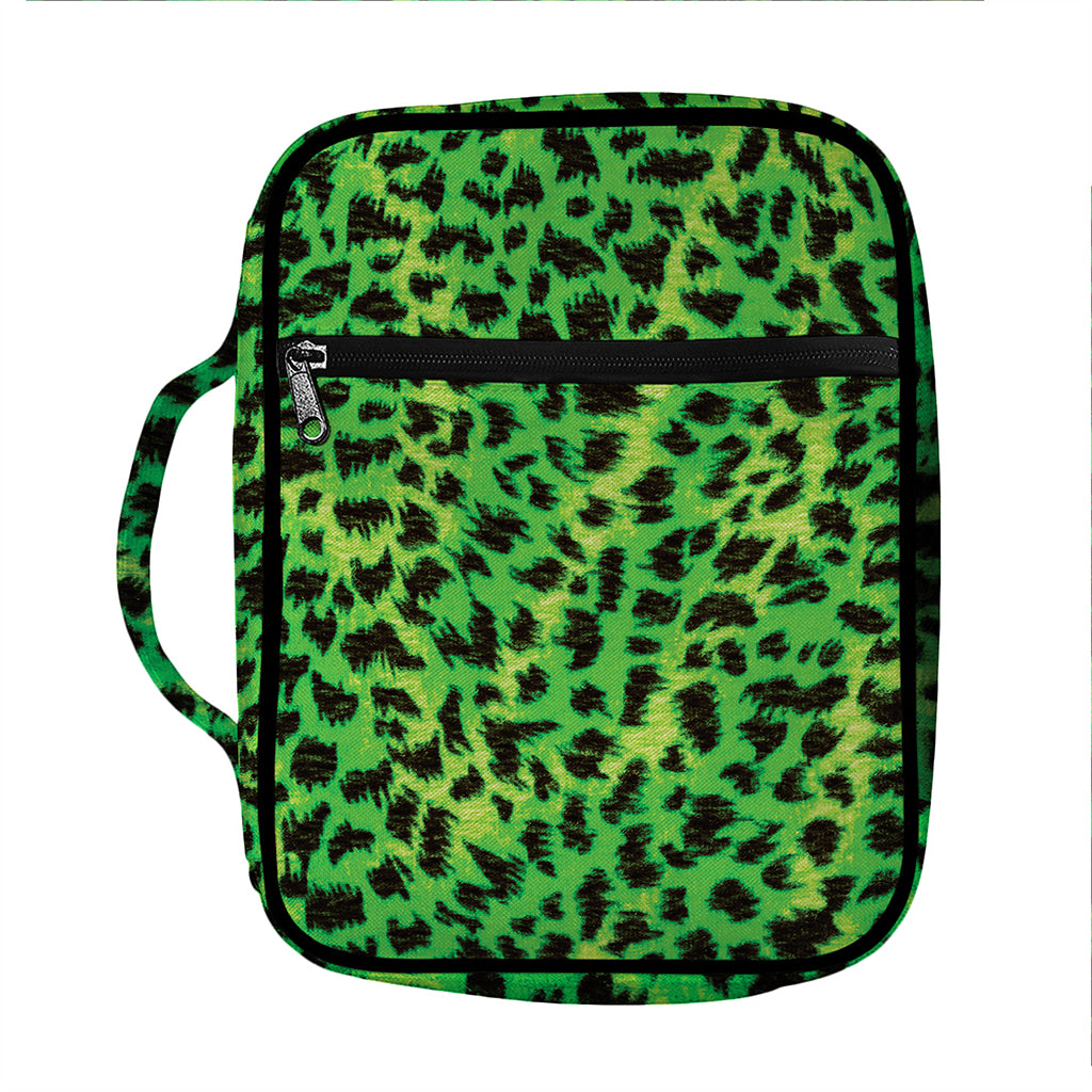 Green And Black Cheetah Print Front Pocket Bible Bag
