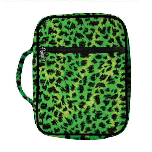 Green And Black Cheetah Print Front Pocket Bible Bag
