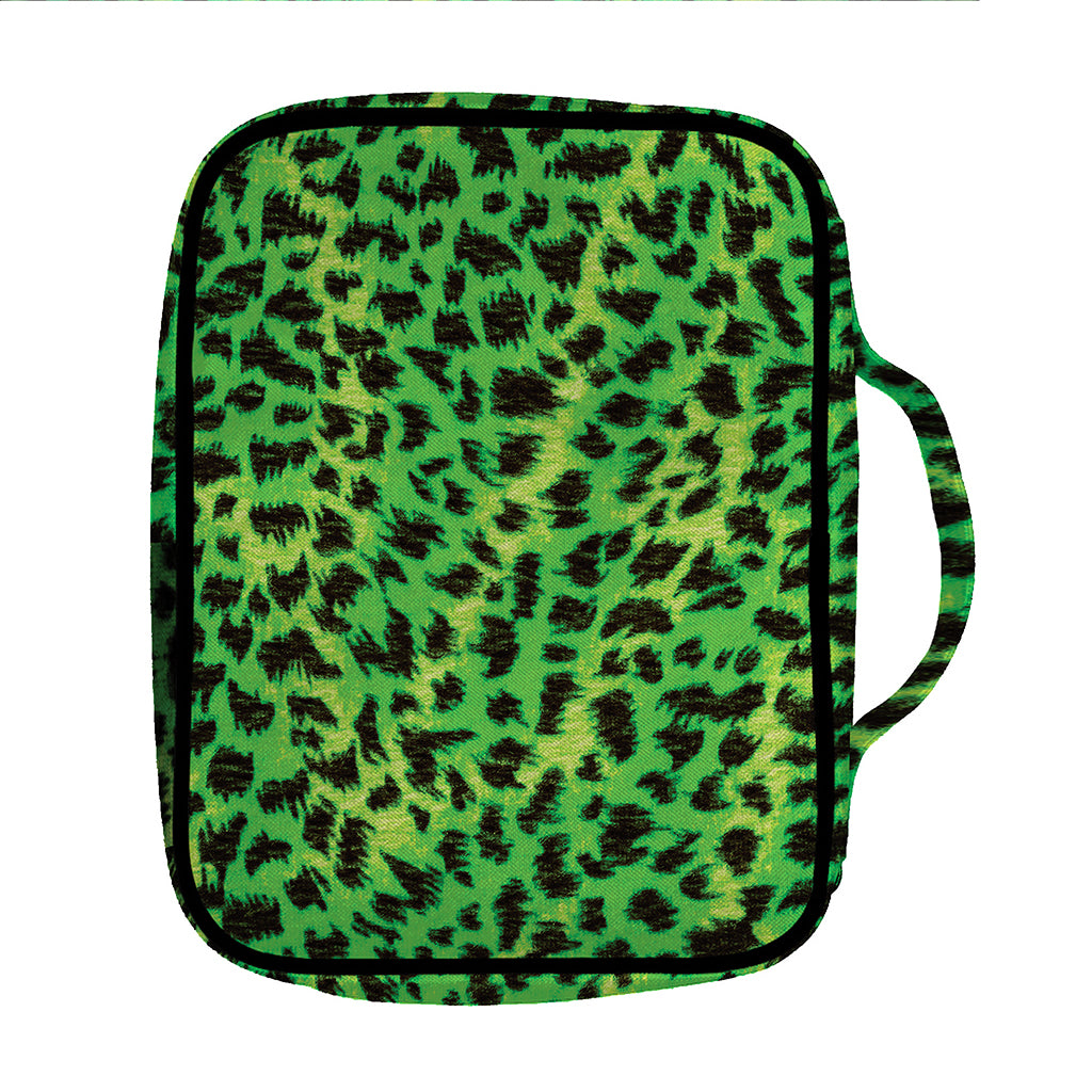 Green And Black Cheetah Print Front Pocket Bible Bag