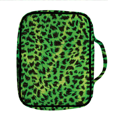 Green And Black Cheetah Print Front Pocket Bible Bag