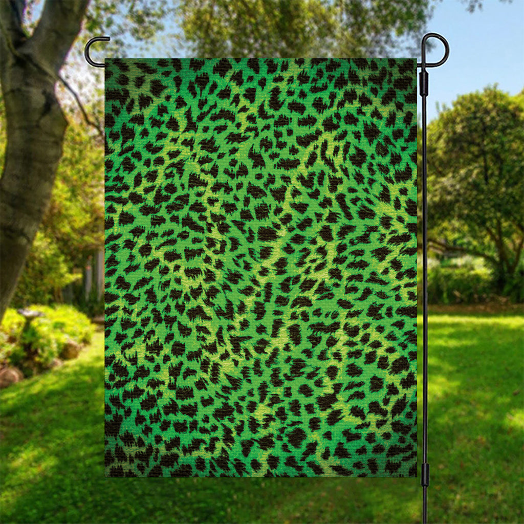 Green And Black Cheetah Print Garden Flag