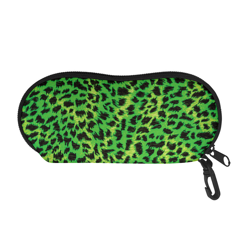 Green And Black Cheetah Print Glasses Case