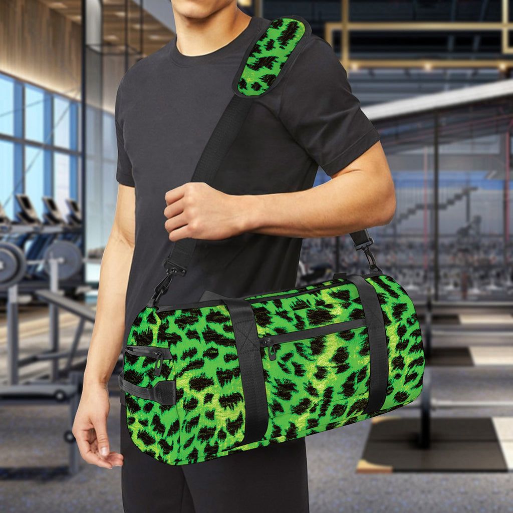 Green And Black Cheetah Print Gym Bag