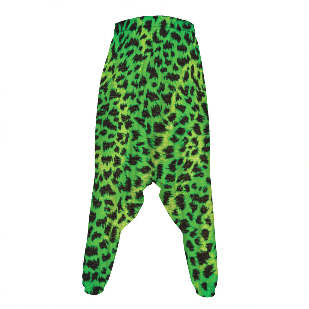 Green And Black Cheetah Print Hammer Pants