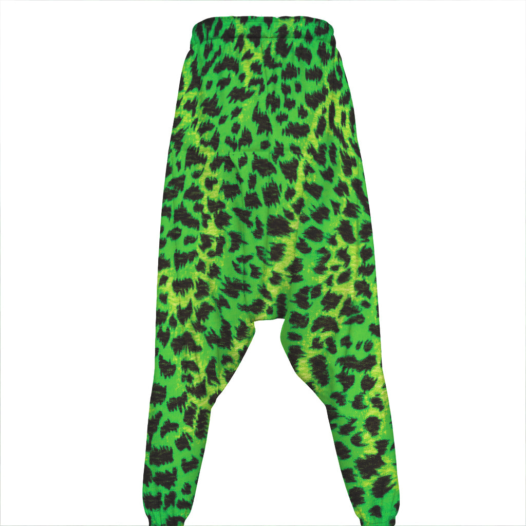 Green And Black Cheetah Print Hammer Pants