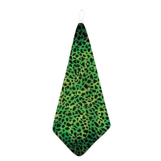 Green And Black Cheetah Print Hand Towel
