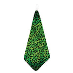 Green And Black Cheetah Print Hand Towel
