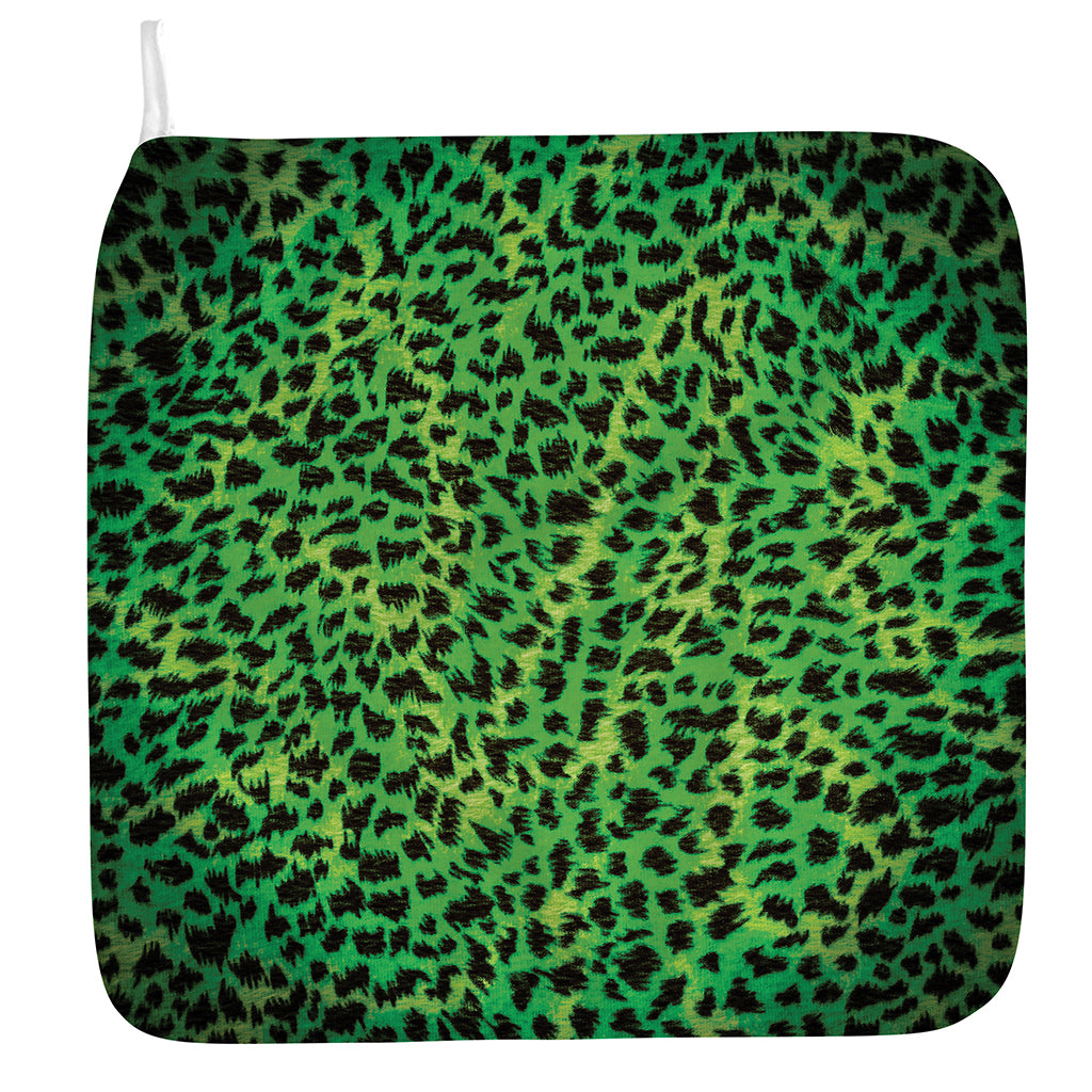 Green And Black Cheetah Print Hand Towel