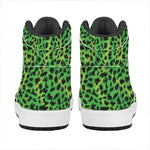 Green And Black Cheetah Print High Top Leather Sneakers