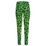 Green And Black Cheetah Print High-Waisted Pocket Leggings